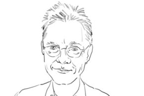 Prof. Andreas Macke, Fahrtleiter für die Polarstern-Fahrt in die Arktis. Zeichnung: Kerstin Heymach, arktis-zeichenblog.eu 