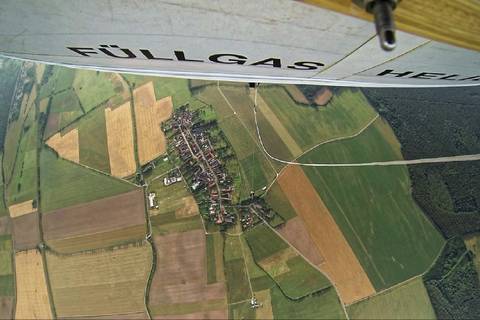 Blick vom Ballon aus rund 1km Höhe auf Melpitz. Foto: Tilo Arnhold/TROPOS