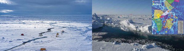 Atmospheric research on the MOSAiC ice floe. Photos: Christian Rohleder, DWD & Julia Schmale, PSI