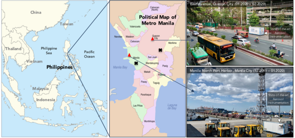 Metro Manila und Standorte der Aerosolmessungen 2020. Quelle: Simonas Kecorius, TROPOS