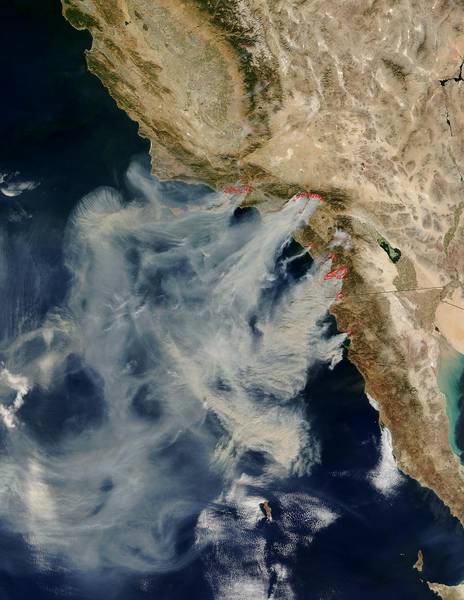 Waldbrände in Kalifornien. Foto: NASA/Earth Observation