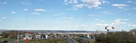 Dresden during the Corona-Lockdown (12 April 2020): View from Gompitz over the empty Coventrystraße (B173) to the city. Poto: Tilo Arnhold, TROPOS