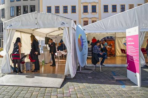 Leibniz-Zelt auf der Dresdner Wissenschaftsmeile. Foto: Gerald Spindler, TROPOS