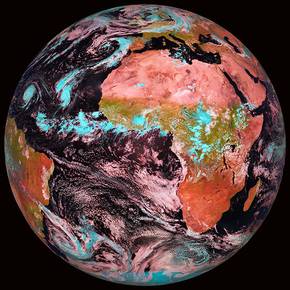 Falschfarbendarstellung der Erde, Quelle: EUMETSAT Falschfarbendarstellung der Erde, Quelle: EUMETSAT
