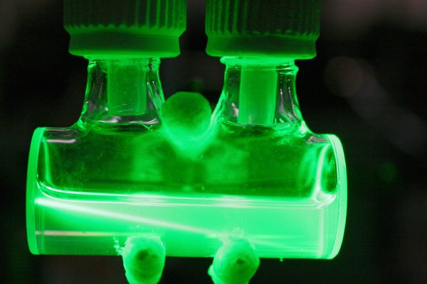 In the laboratory of IRCELYON in Lyon the sea water was artificially illuminated by the group led by Dr. George Christian. The resultant gases were analysed to investigate the photochemical processes at the interface between sea water and the atmosphere. 