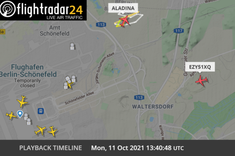 Kartendarstellung von flightradar24.com