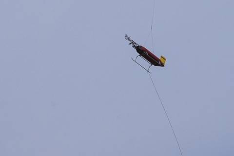 ACTOS schwebt nach dem Messflug langsam über Beilrode ein. Foto: Tilo Arnhold/TROPOS