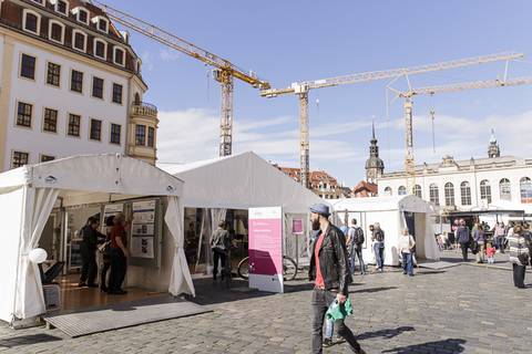 Leibniz-Zelt auf der Sächsischen Wissenschaftsmeile. Foto: CHRISTIAN HÜLLER FOTOGRAFIE