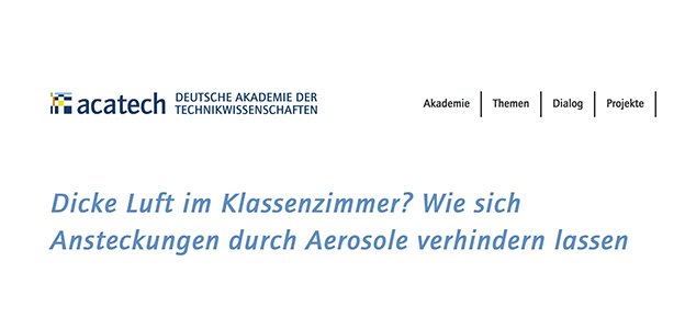 acatech am Dienstag: Aerosole erforschen und Luftqualität verbessern
